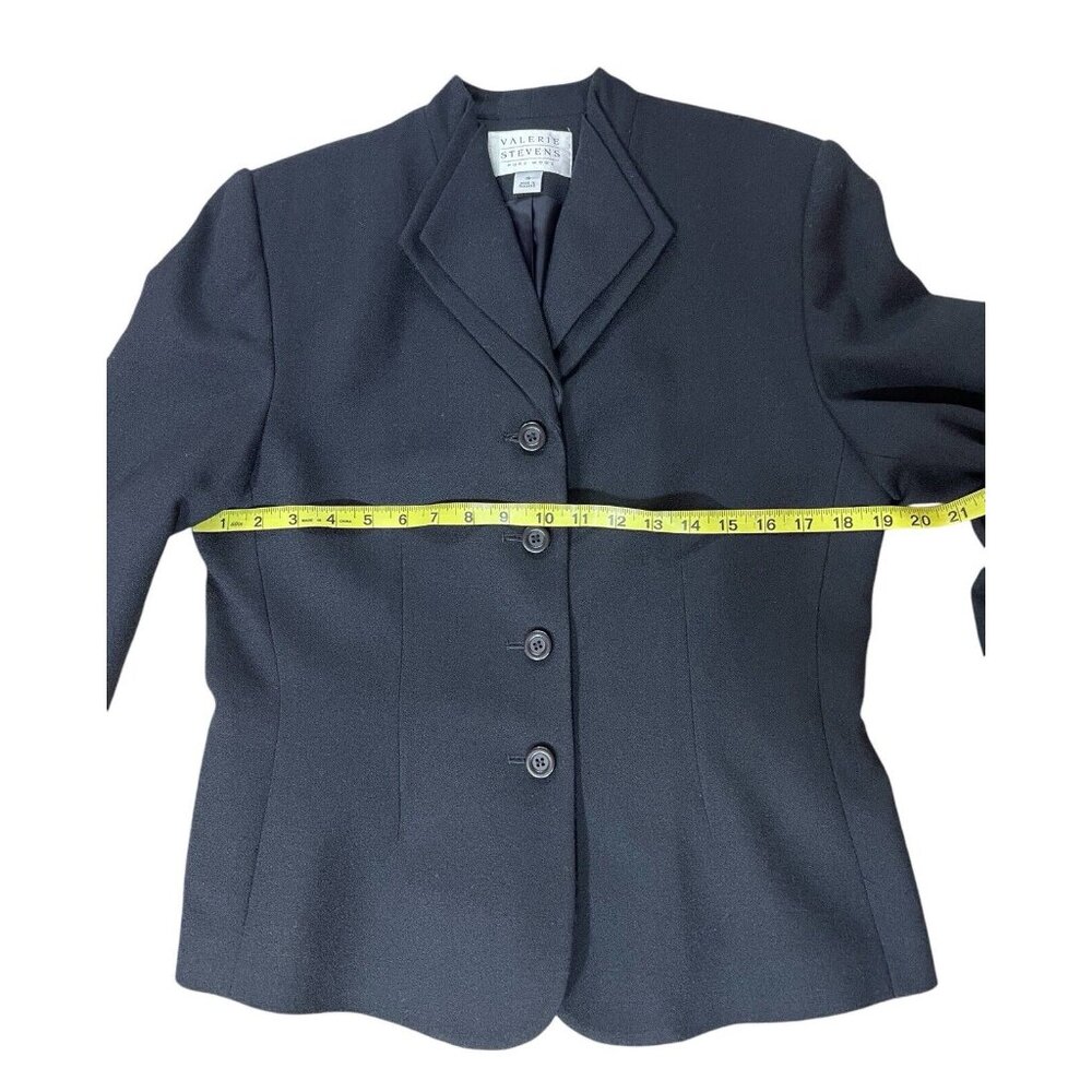 Valerie Stevens Women Wool Blazer Jacket Size 10 Black Buttons - Picture 8 of 10
